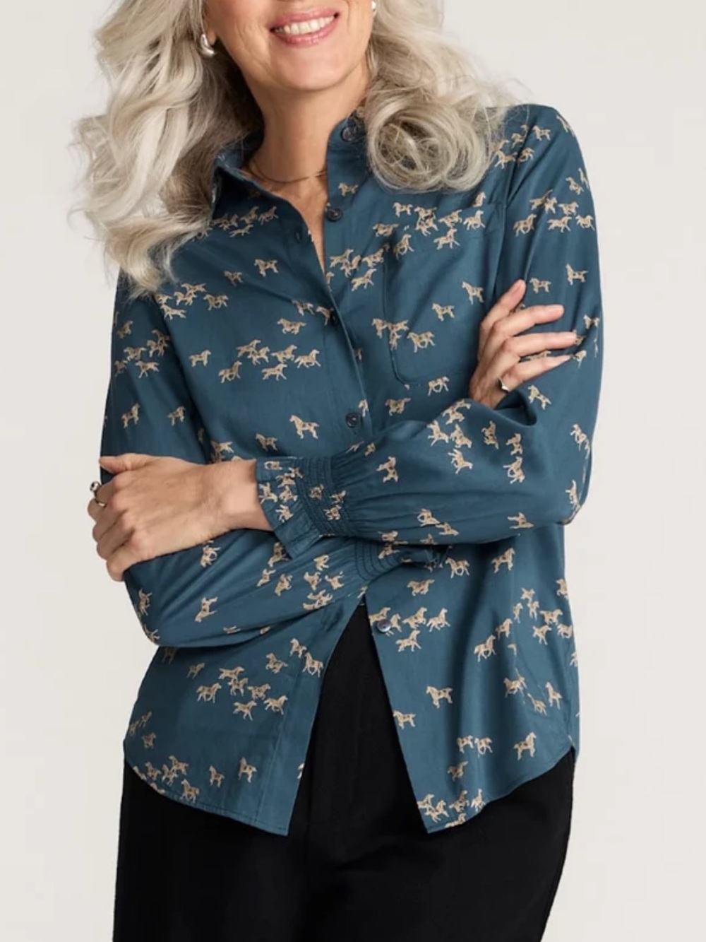 Pendleton Zoe wild horse button front blouse women’s size M cotton blend NEW